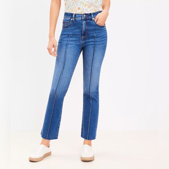 Ann Taylor LOFT Kick Crop Jean Raw Hem Size 29/8 - Picture 1 of 7